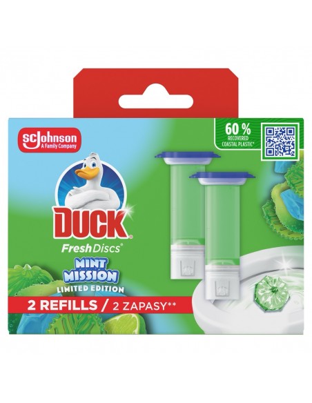 Podwójny zapas żelowych krążków do toalet Duck Fresh Discs Mint Mission 