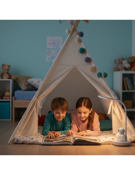 Dotykowa lampka nocna / biurkowa dla dzieci Niebieski Miś na Chmurce  2