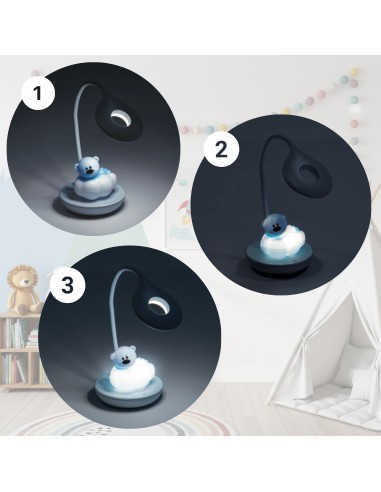 Dotykowa lampka nocna / biurkowa dla dzieci Niebieski Miś na Chmurce  3