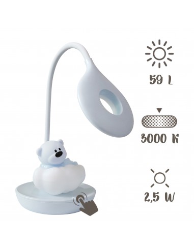 Dotykowa lampka nocna / biurkowa dla dzieci Niebieski Miś na Chmurce  4