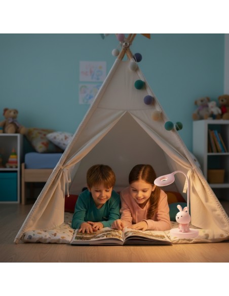 Dotykowa lampka nocna / biurkowa dla dzieci Różowy Króliczek  4