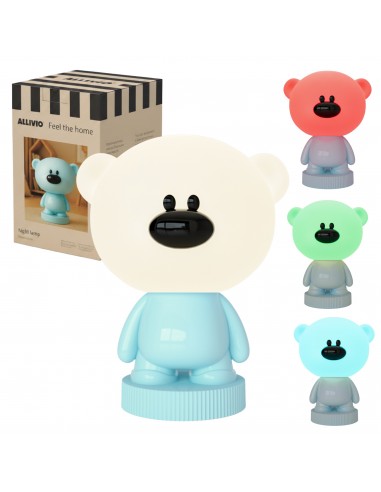 Bezprzewodowa lampka nocna dla dzieci RGB Niebieski Miś 