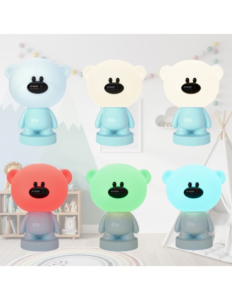 Bezprzewodowa lampka nocna dla dzieci RGB Niebieski Miś  4