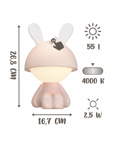 Dotykowa lampka nocna RGB dla dzieci Siedzący Króliczek  3