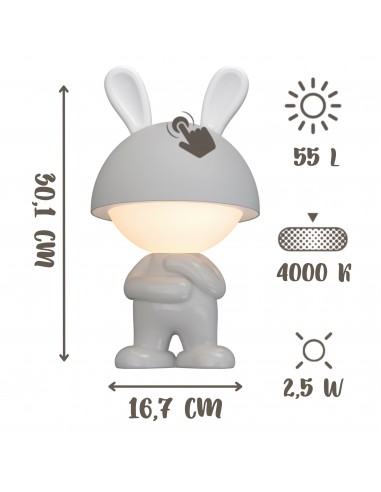 Bezprzewodowa lampka nocna RGB dla dzieci Stojący Króliczek  3