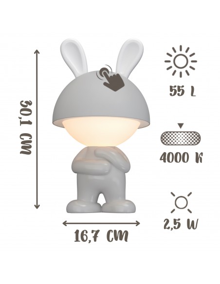 Bezprzewodowa lampka nocna RGB dla dzieci Stojący Króliczek  3