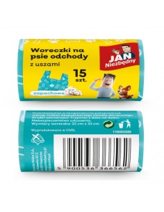 Aromatyzowane woreczki na psie odchody z uszami JAN Niezbędny 1 rolka, 15 szt. 