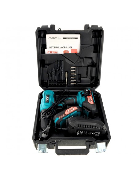 Akumulatorowa wkrętarko-wiertarka z udarem w walizce NAC CDB-LI-30-20V-2  3
