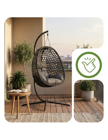 Grafitowy fotel wiszący Aura Meven  5