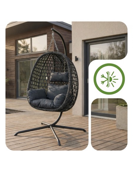 Grafitowy fotel wiszący Aura Meven  6