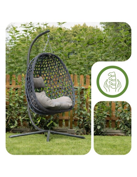 Grafitowy fotel wiszący Aura Meven  4