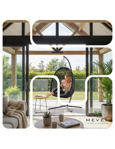 Grafitowy fotel wiszący Aura Meven  3