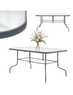 Stół ogrodowy Tampa z blatem ze szkła hartowanego 150 cm × 90 cm × 70 cm 5905842532496