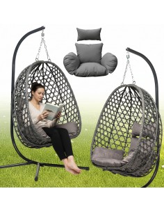 Grafitowy fotel wiszący Aura Meven 