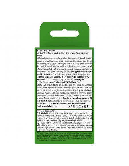 Czyszczące paski żelowe do toalety o zapachu leśnym Duck Fresh Stick 3x9g 5000204682298 2