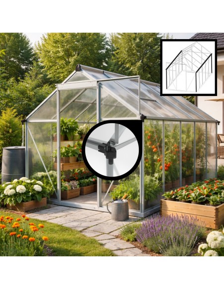 Szklarnia ogrodowa z poliwęglanu z oknami dachowymi 302 cm x 183 cm 5,24 m2  7