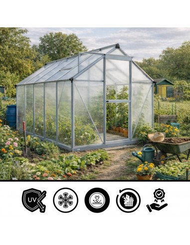 Szklarnia ogrodowa z poliwęglanu z oknami dachowymi 302 cm x 183 cm 5,24 m2  2