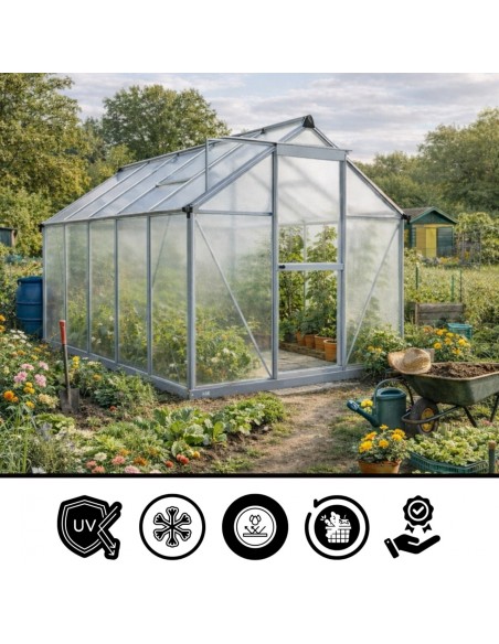 Szklarnia ogrodowa z poliwęglanu z oknami dachowymi 302 cm x 183 cm 5,24 m2  2