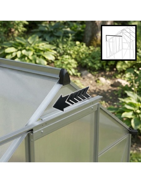 Szklarnia ogrodowa z poliwęglanu z oknami dachowymi 302 cm x 183 cm 5,24 m2  5