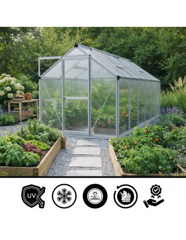 Duża szklarnia ogrodowa z poliwęglanu z oknami 361 cm x 183 cm 6,25m2  3