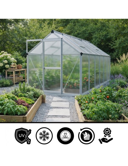 Duża szklarnia ogrodowa z poliwęglanu z oknami 361 cm x 183 cm 6,25m2  3