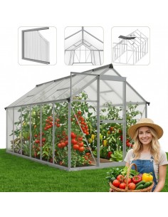 Duża szklarnia ogrodowa z poliwęglanu z oknami 361 cm x 183 cm 6,25m2 