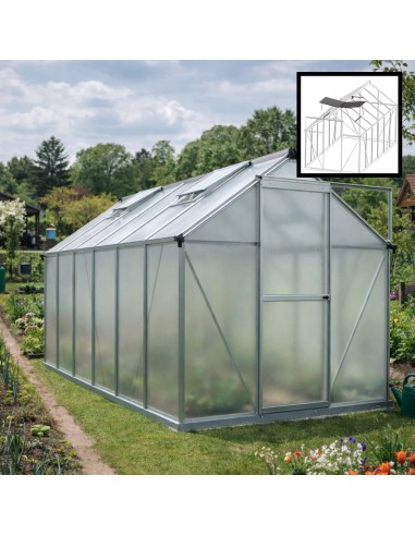 Duża szklarnia ogrodowa z poliwęglanu z oknami 361 cm x 183 cm 6,25m2  6