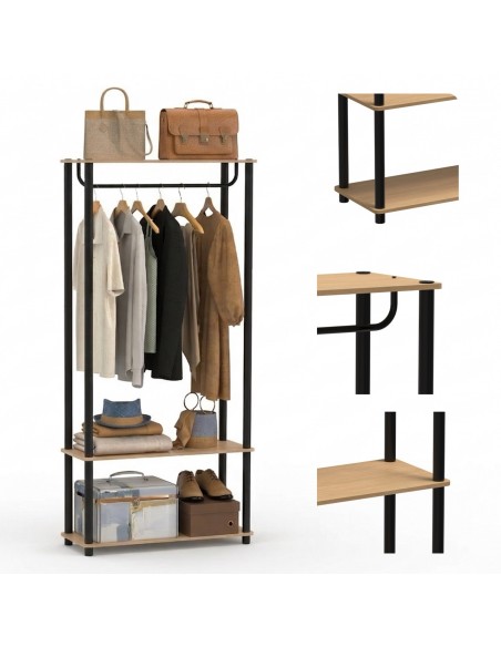 Otwarty regał modułowy z drążkiem do garderoby, przedpokoju Allivio 78 x 30,5 x 165,2 cm 