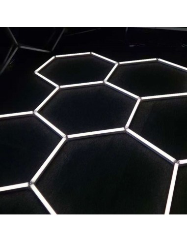 Modułowe oświetlenie sufitowe LED HEXAGON warsztatowe garażowe biurowe NAC-A0007H14R z ramą 2410×4800 mm, 6000 K  2