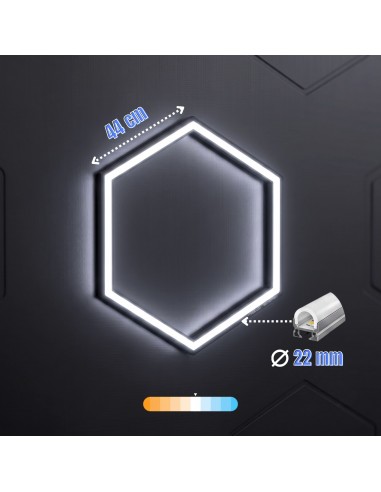 Modułowe oświetlenie sufitowe LED HEXAGON warsztatowe garażowe biurowe NAC-A0007H14R z ramą 2410×4800 mm, 6000 K  6