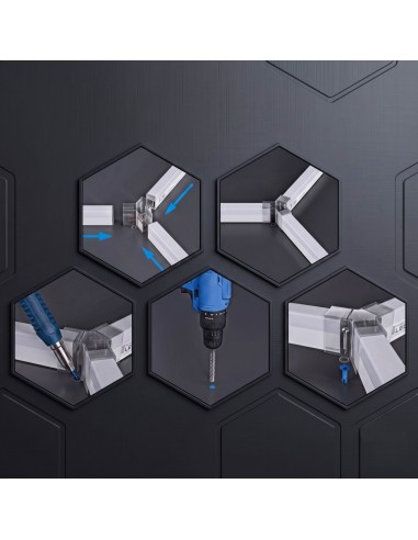 Modułowe oświetlenie sufitowe LED HEXAGON warsztatowe garażowe biurowe NAC-A0007H14R z ramą 2410×4800 mm, 6000 K  7