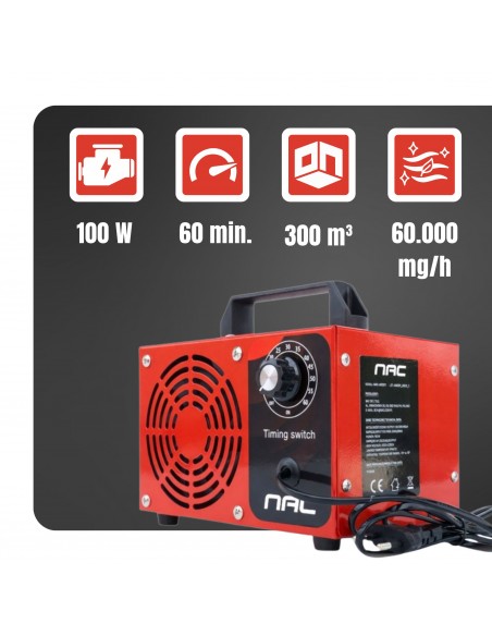 Generator ozonu ozonator oczyszczacz powietrza NAC timer, 4 pyłki ozonujące 60 000 mg/h  4