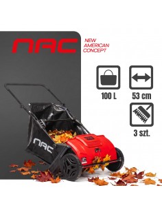 Zamiatarka ręczna manualna zbieracz do liści i trawy NAC LP-HS-S19 z dużym koszem 100 L 53 cm  2