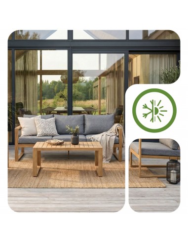 Wygodny zestaw mebli ogrodowych w stylu skandynawskim z aluminium ława + sofa + 2x fotel  4