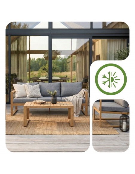 Wygodny zestaw mebli ogrodowych w stylu skandynawskim z aluminium ława + sofa + 2x fotel  4