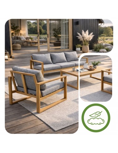 Wygodny zestaw mebli ogrodowych w stylu skandynawskim z aluminium ława + sofa + 2x fotel  5