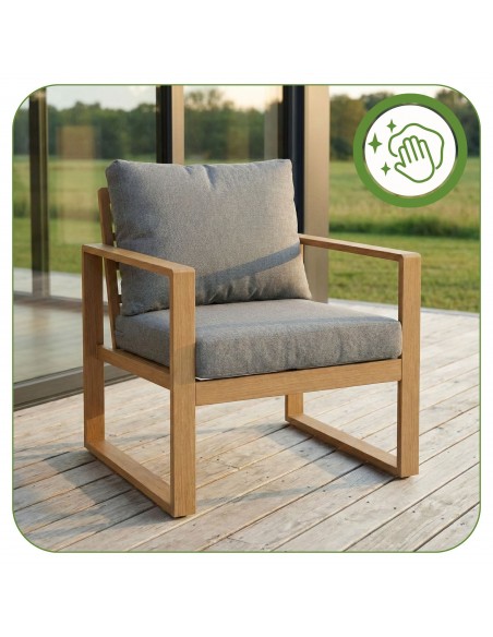 Wygodny zestaw mebli ogrodowych w stylu skandynawskim z aluminium ława + sofa + 2x fotel  7