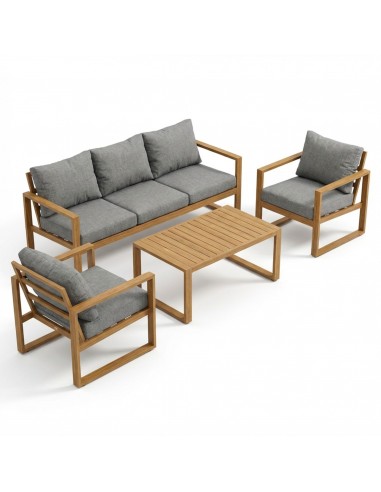Wygodny zestaw mebli ogrodowych w stylu skandynawskim z aluminium ława + sofa + 2x fotel  9