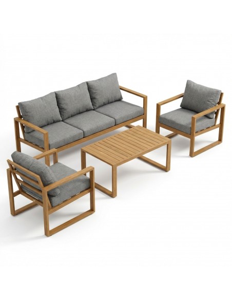 Wygodny zestaw mebli ogrodowych w stylu skandynawskim z aluminium ława + sofa + 2x fotel  9