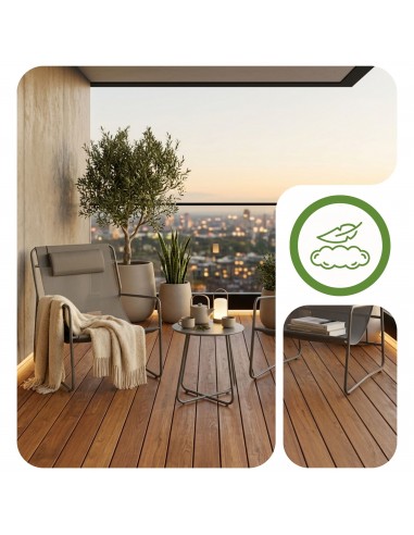 Lekki i wygodny zestaw mebli na balkon taras Meven Como 2 krzesła + stolik kawowy grafit  6