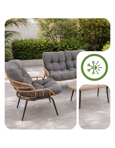 Elegancki zestaw mebli ogrodowych wypoczynkowych w stylu skandynawskim Meven Bari sofa, stolik kawowy, 2xfotel  4