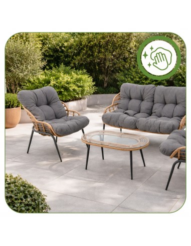 Elegancki zestaw mebli ogrodowych wypoczynkowych w stylu skandynawskim Meven Bari sofa, stolik kawowy, 2xfotel  7
