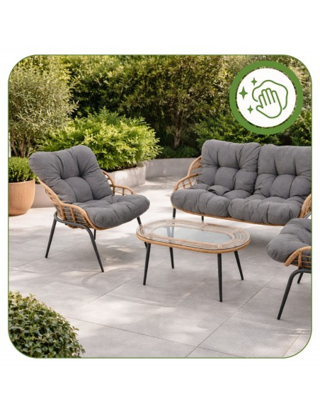 Elegancki zestaw mebli ogrodowych wypoczynkowych w stylu skandynawskim Meven Bari sofa, stolik kawowy, 2xfotel  7