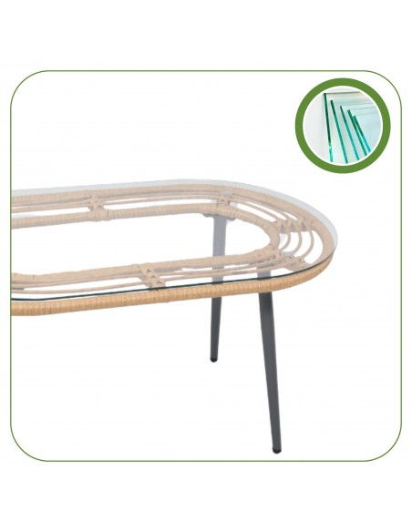 Elegancki zestaw mebli ogrodowych wypoczynkowych w stylu skandynawskim Meven Bari sofa, stolik kawowy, 2xfotel  8
