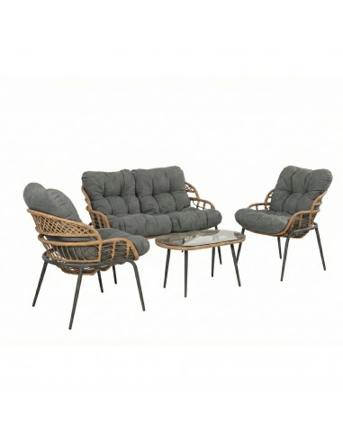 Elegancki zestaw mebli ogrodowych wypoczynkowych w stylu skandynawskim Meven Bari sofa, stolik kawowy, 2xfotel  9