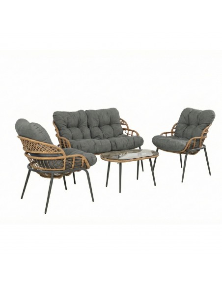 Elegancki zestaw mebli ogrodowych wypoczynkowych w stylu skandynawskim Meven Bari sofa, stolik kawowy, 2xfotel  9