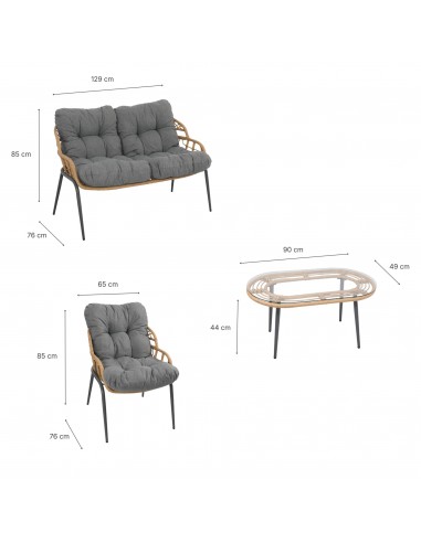 Elegancki zestaw mebli ogrodowych wypoczynkowych w stylu skandynawskim Meven Bari sofa, stolik kawowy, 2xfotel  10