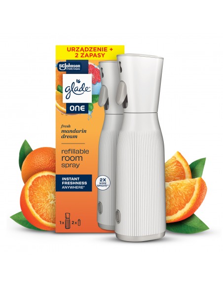 Glade® ONE - Fresh Mandarin Dream, odświeżacz powietrza w sprayu z wymiennymi wkładami 2x10 ml 