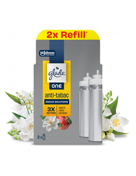 Glade® ONE - Anit-Tabac białe kwiaty i jabłko zapas do odświeżaczy powietrza 2x10 ml 