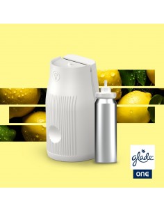Glade® ONE - Fresh Lemon, cyrtynowy skoncentrowany odświeżacz powietrza touch & spray, urządzenie + 2 zapasy  2